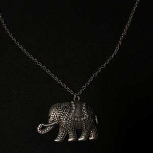 Elephant Silver Pendant Necklace 16 inch